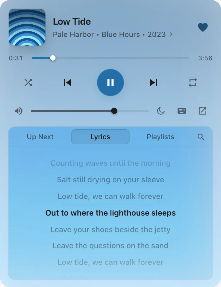 Synced lyrics with the current line centered